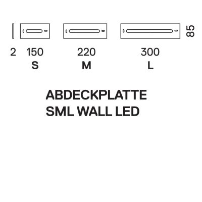 Abdeckplatte SML Wall LED - Maße in mm
