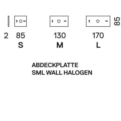 Abdeckplatte SML Wall Halogen - Maße in mm